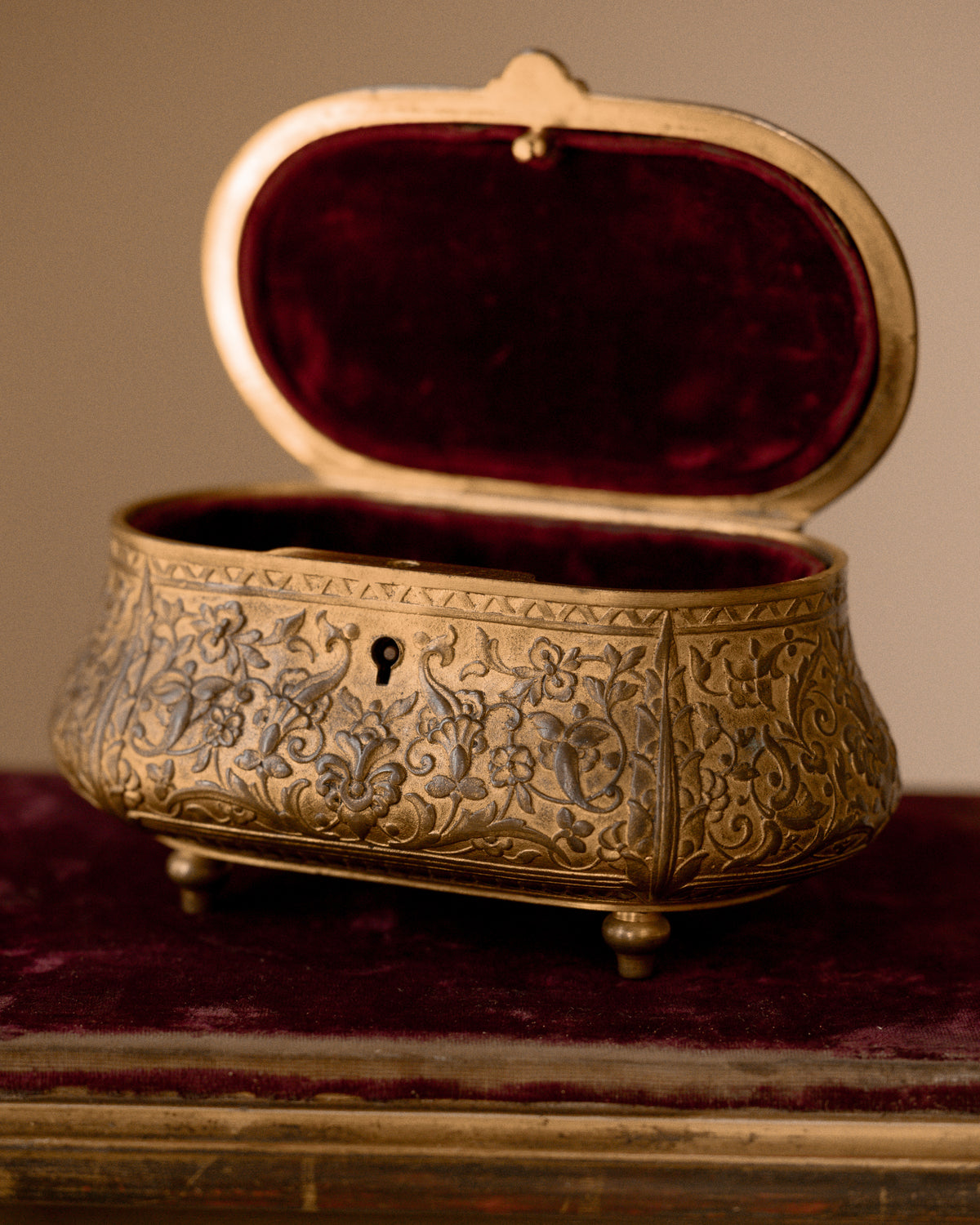 19th C. French F. Barbedienne Gilt Bronze Jewelry Casket