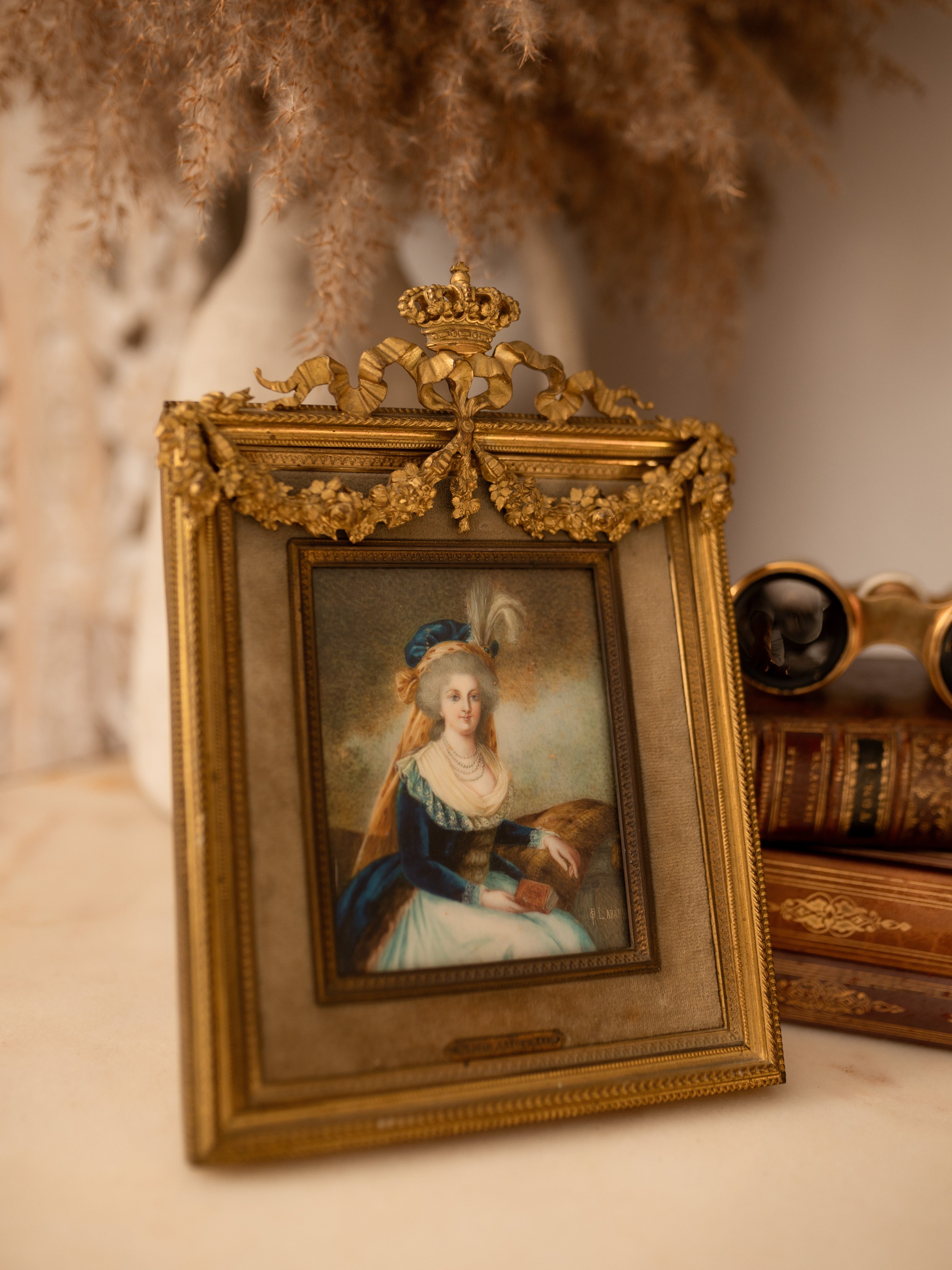European 19th Century Hand Painted Portrait of Marie Antoinette