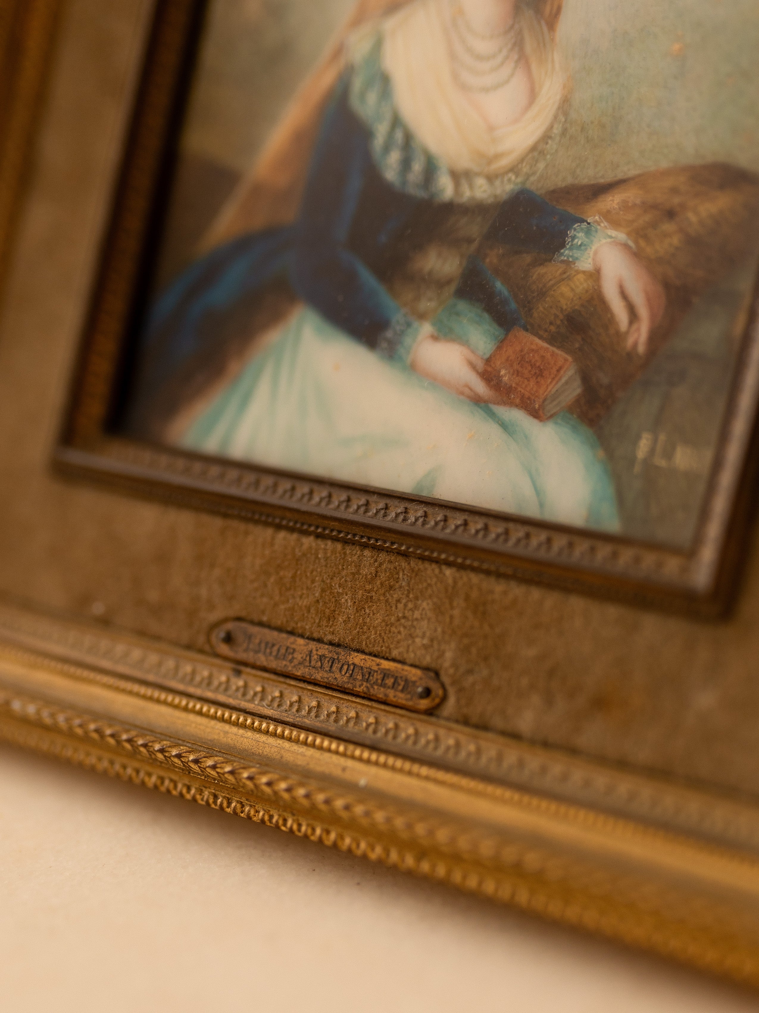 European 19th Century Hand Painted Portrait of Marie Antoinette