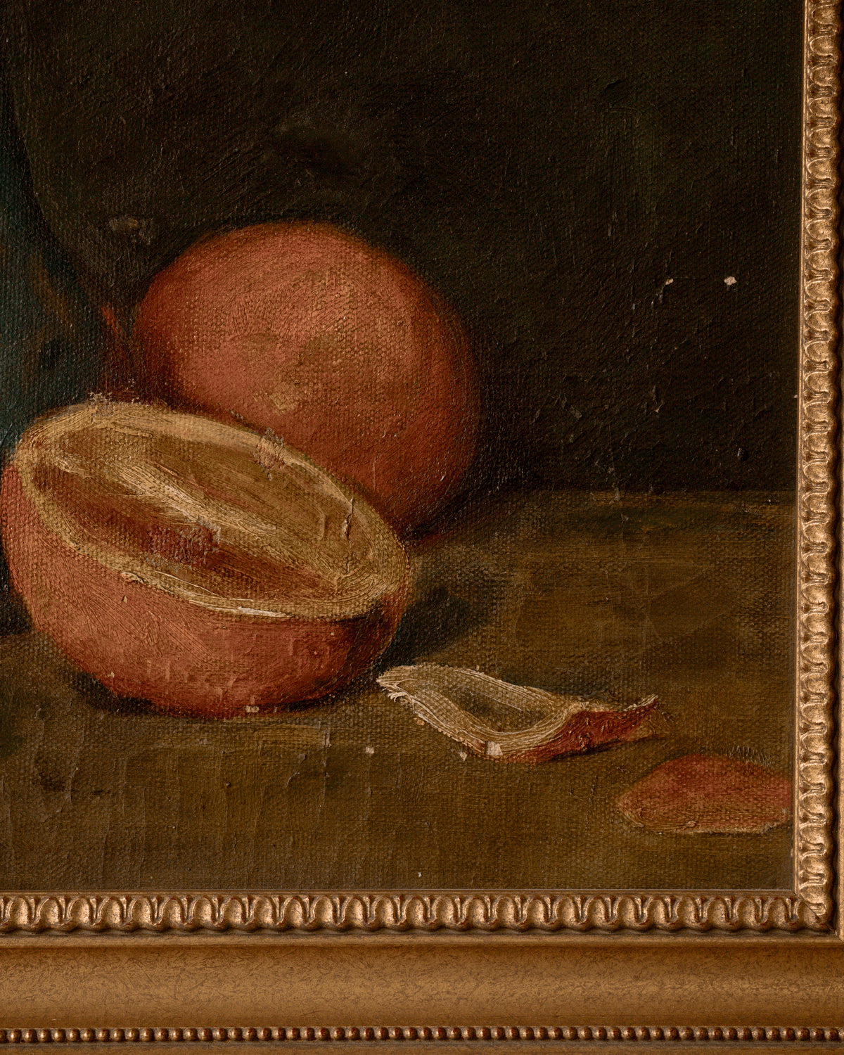 Antique Still Life with Fruit & Blue Glass Bottle