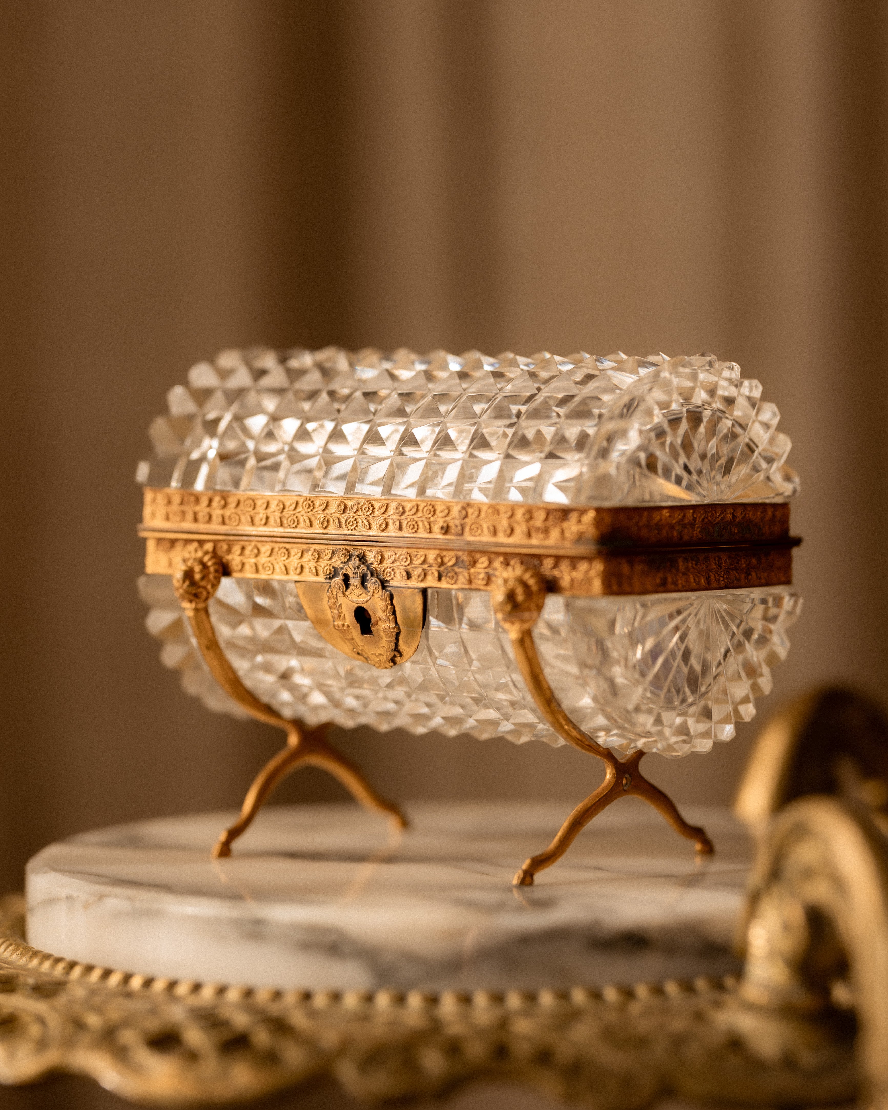 Early to Mid 19th Century Cylinder French Crystal Casket
