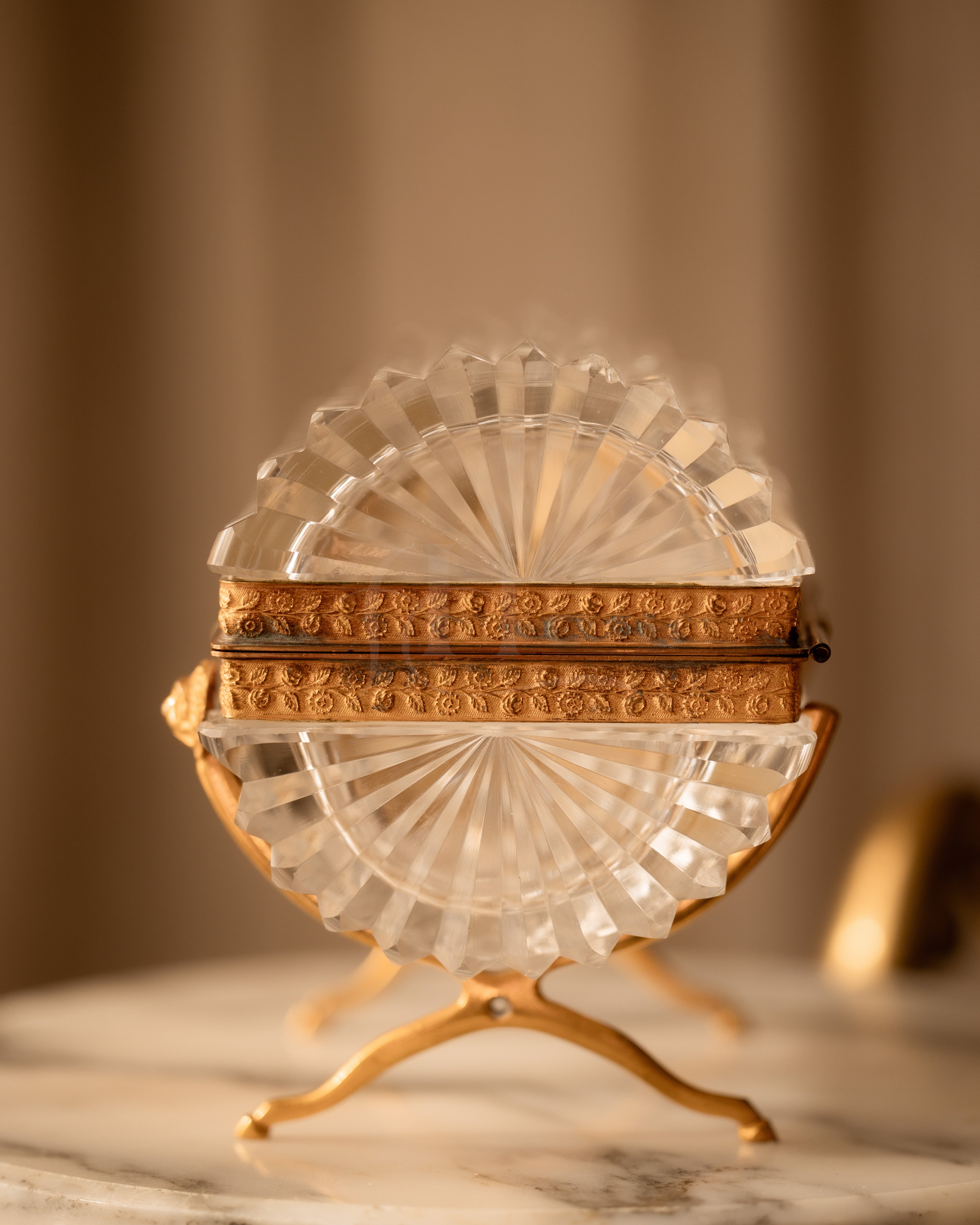 Early to Mid 19th Century Cylinder French Crystal Casket
