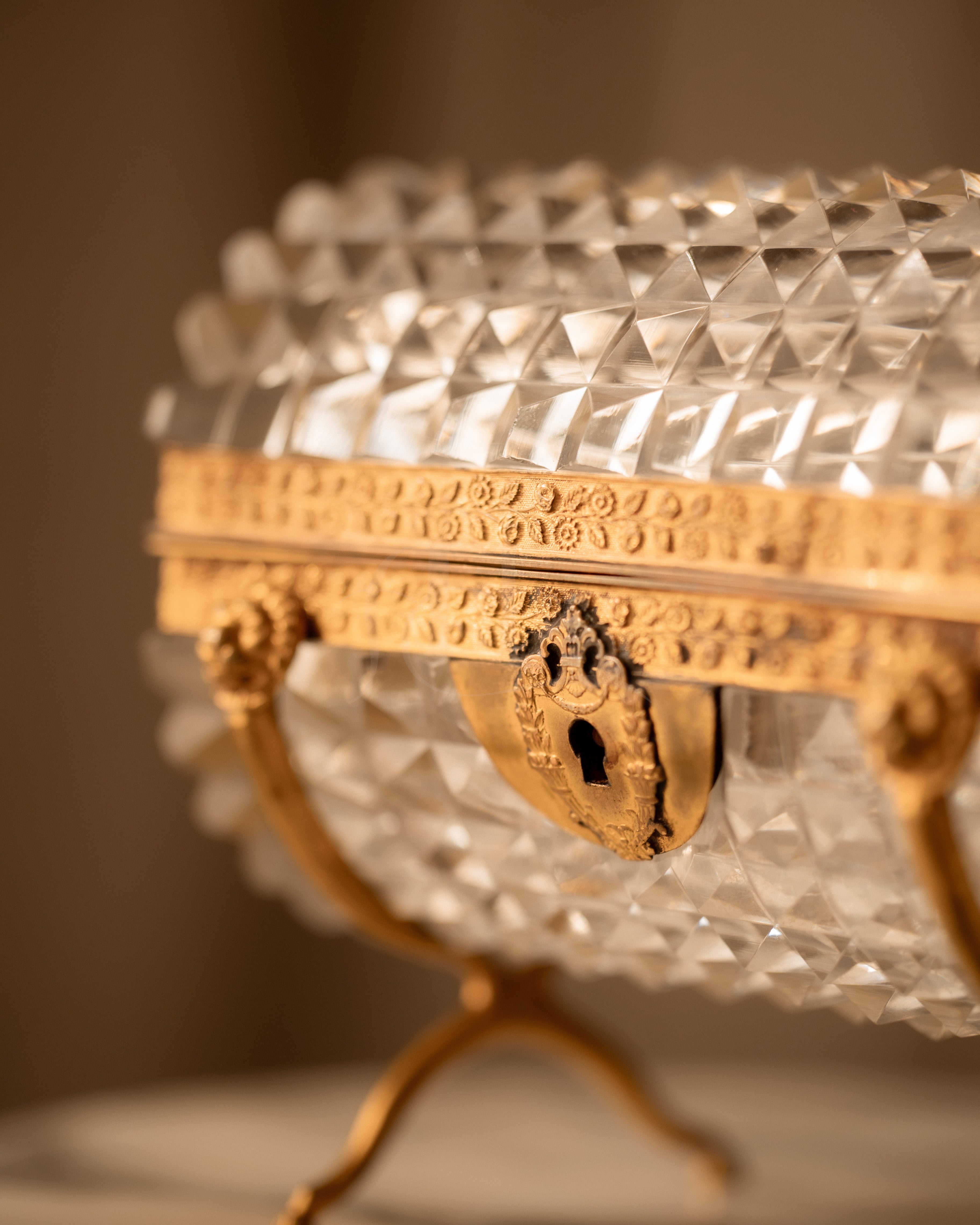 Early to Mid 19th Century Cylinder French Crystal Casket