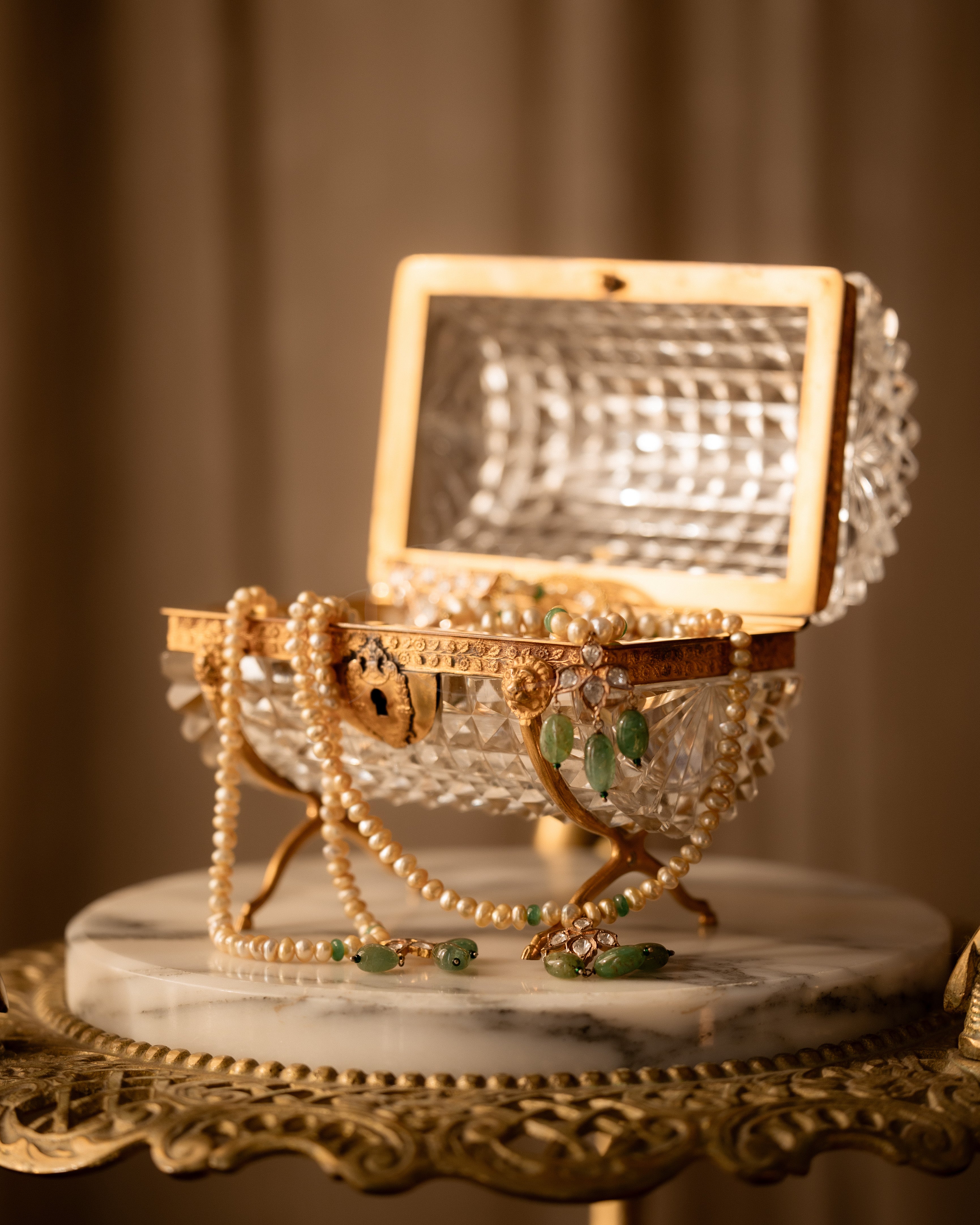 Early to Mid 19th Century Cylinder French Crystal Casket