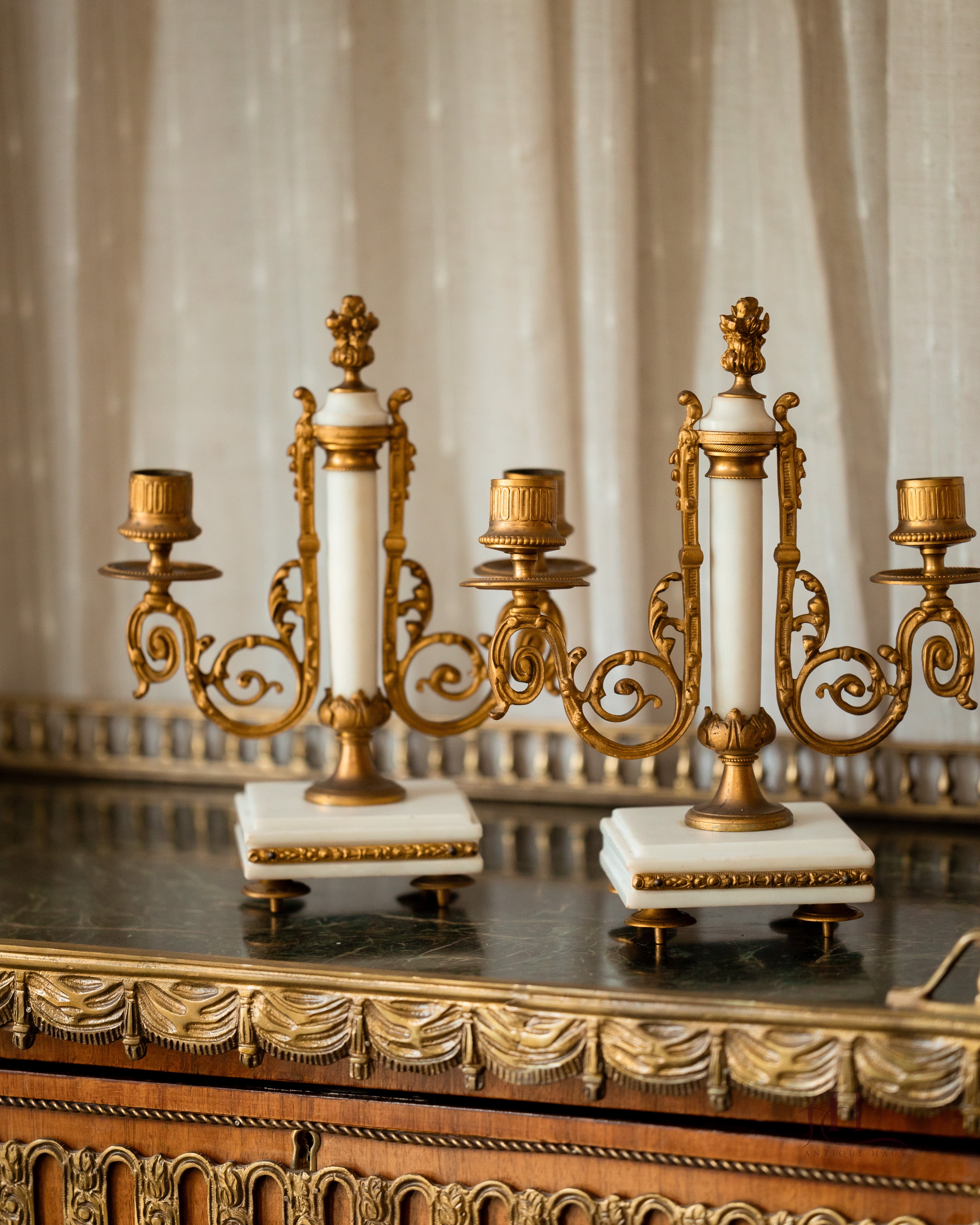 Louis XVI Marble & Bronze Candelabras