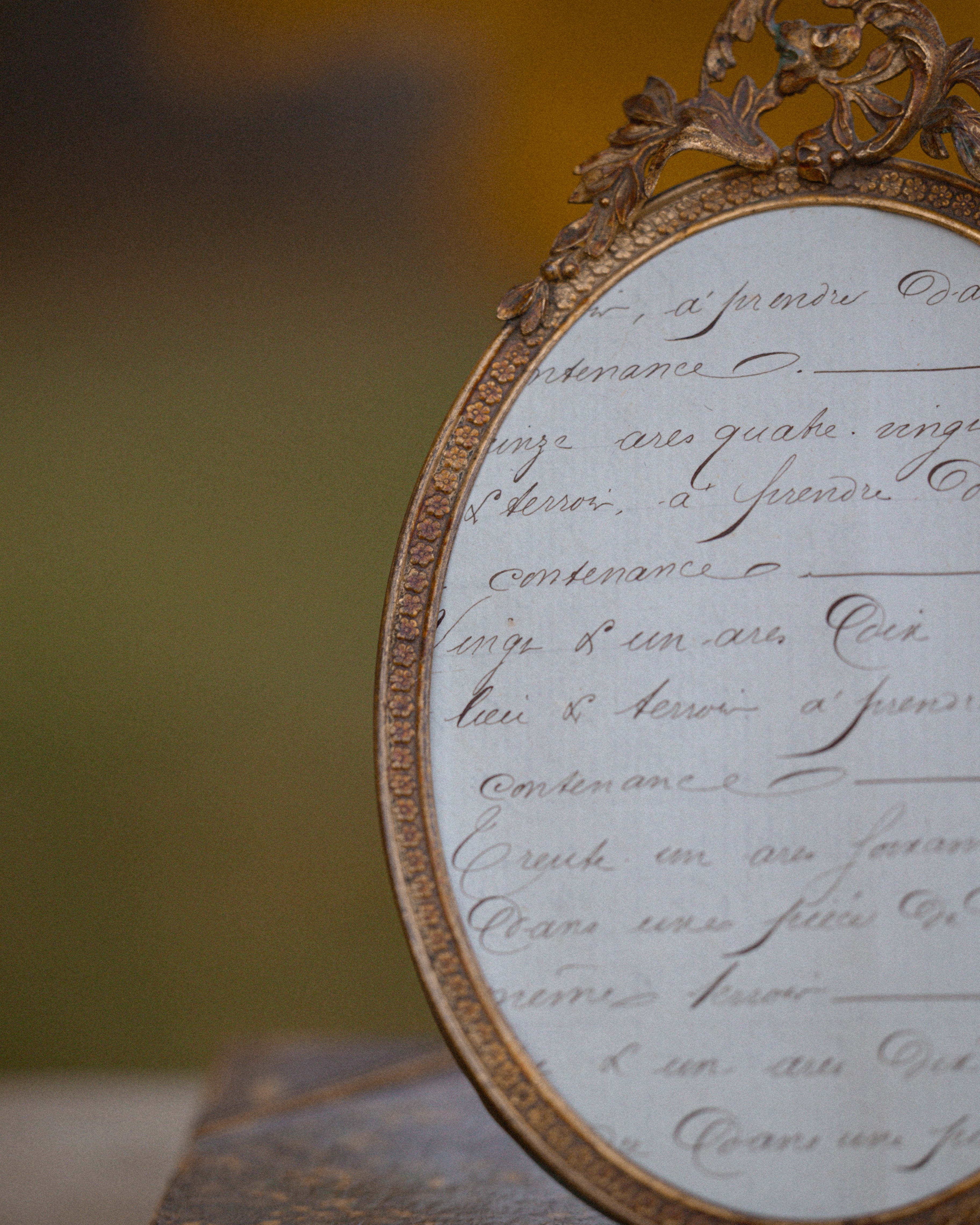 French Gilt Metal Oval Ornate Frame