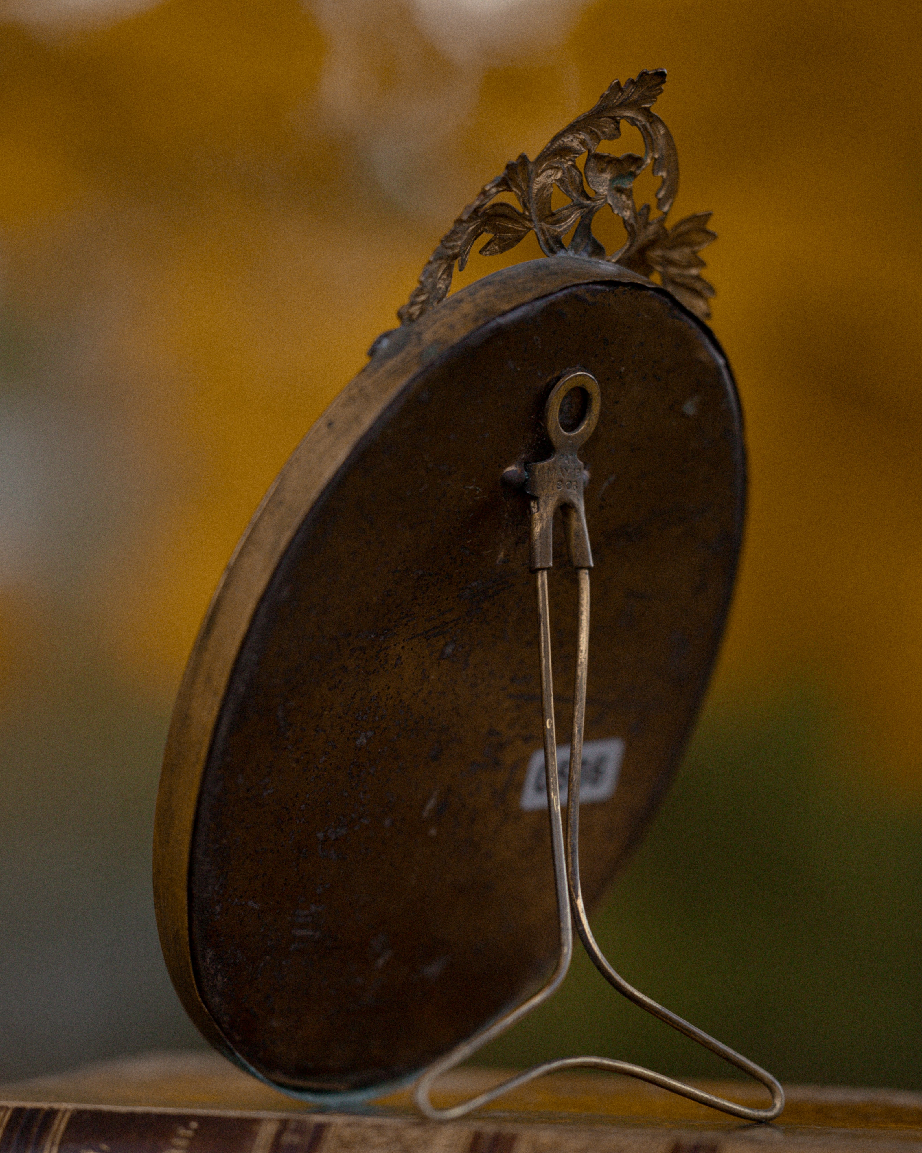 French Gilt Metal Oval Ornate Frame