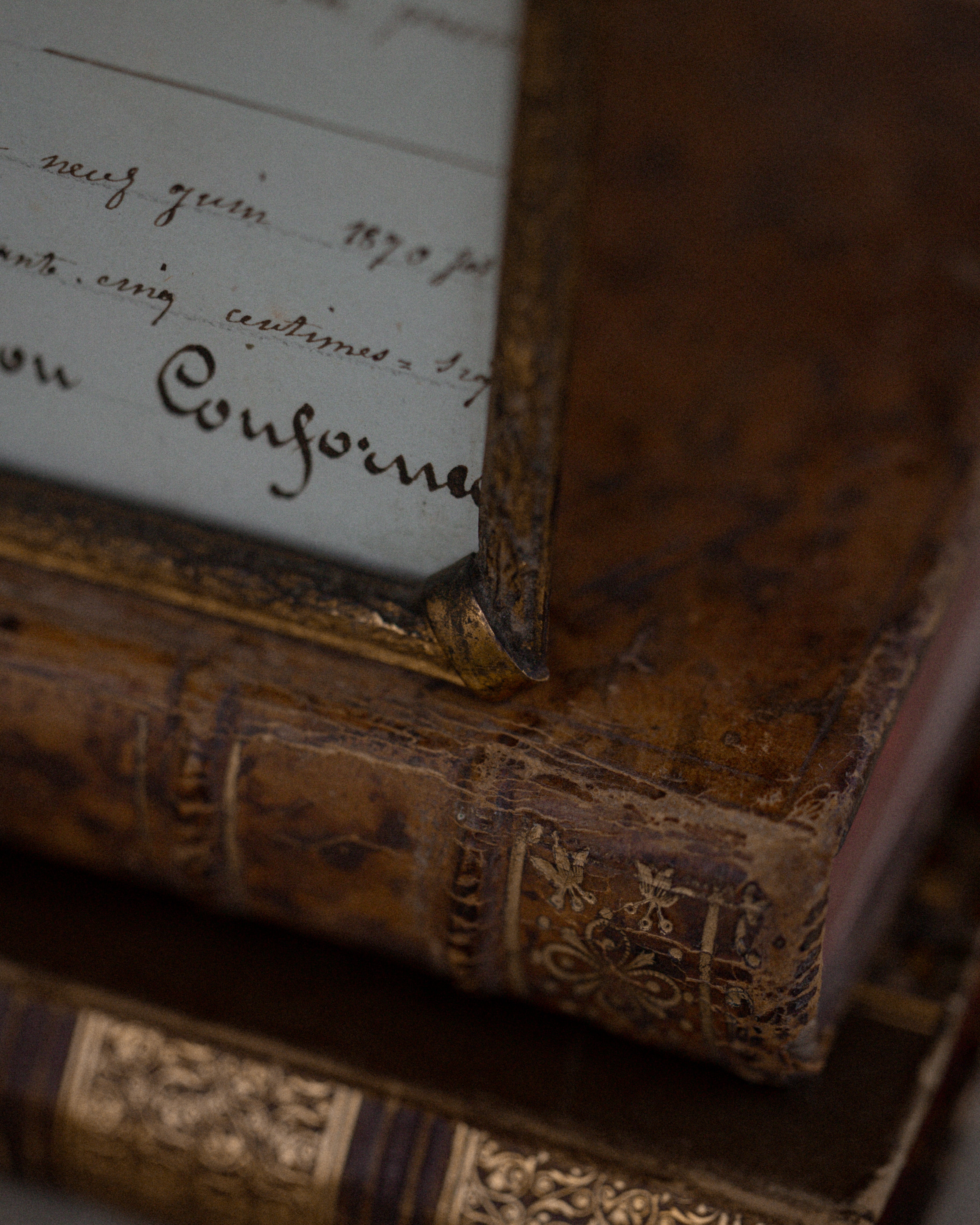 Antique French Crown & Ribbon Motif Photo Frame