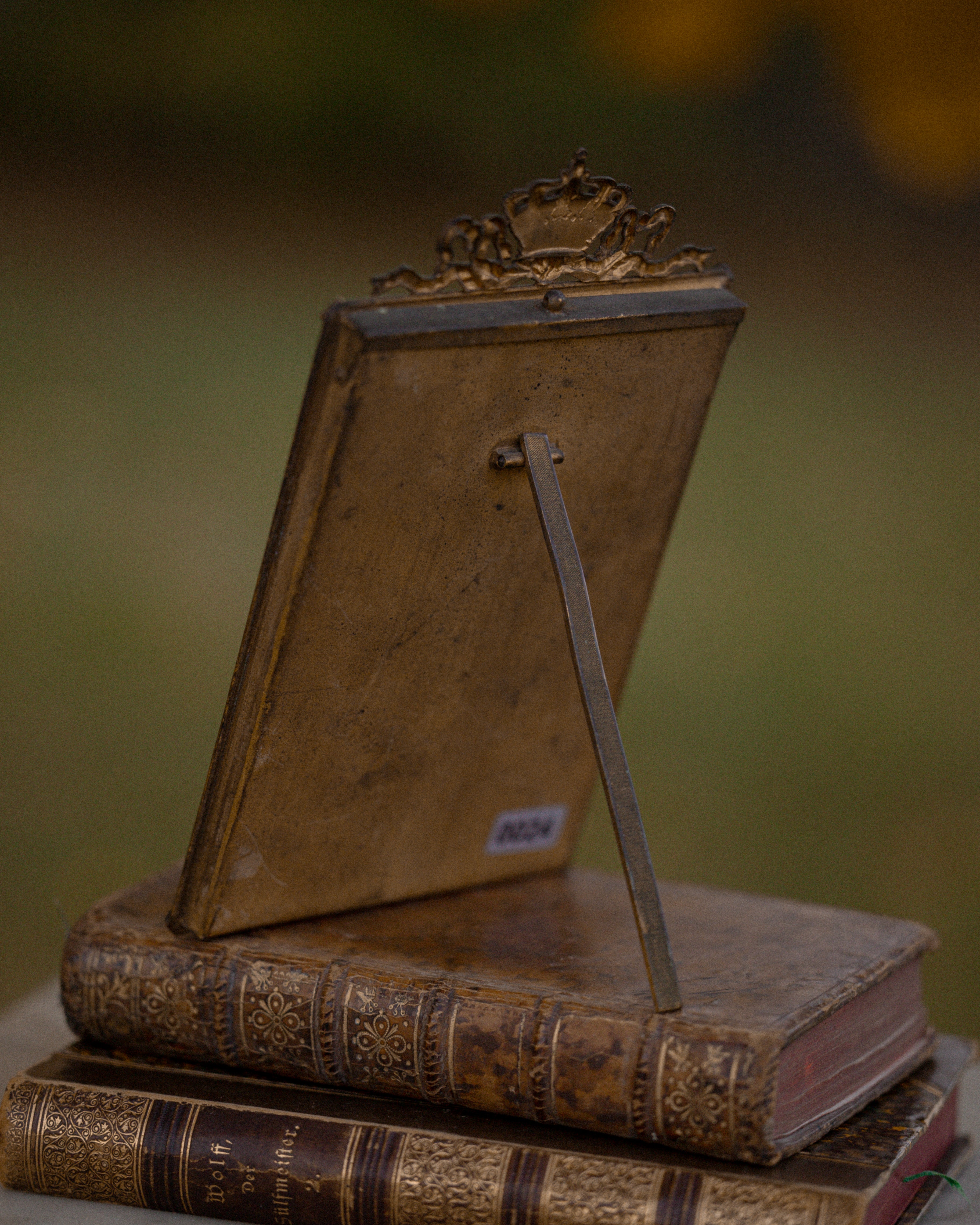 Antique French Crown & Ribbon Motif Photo Frame