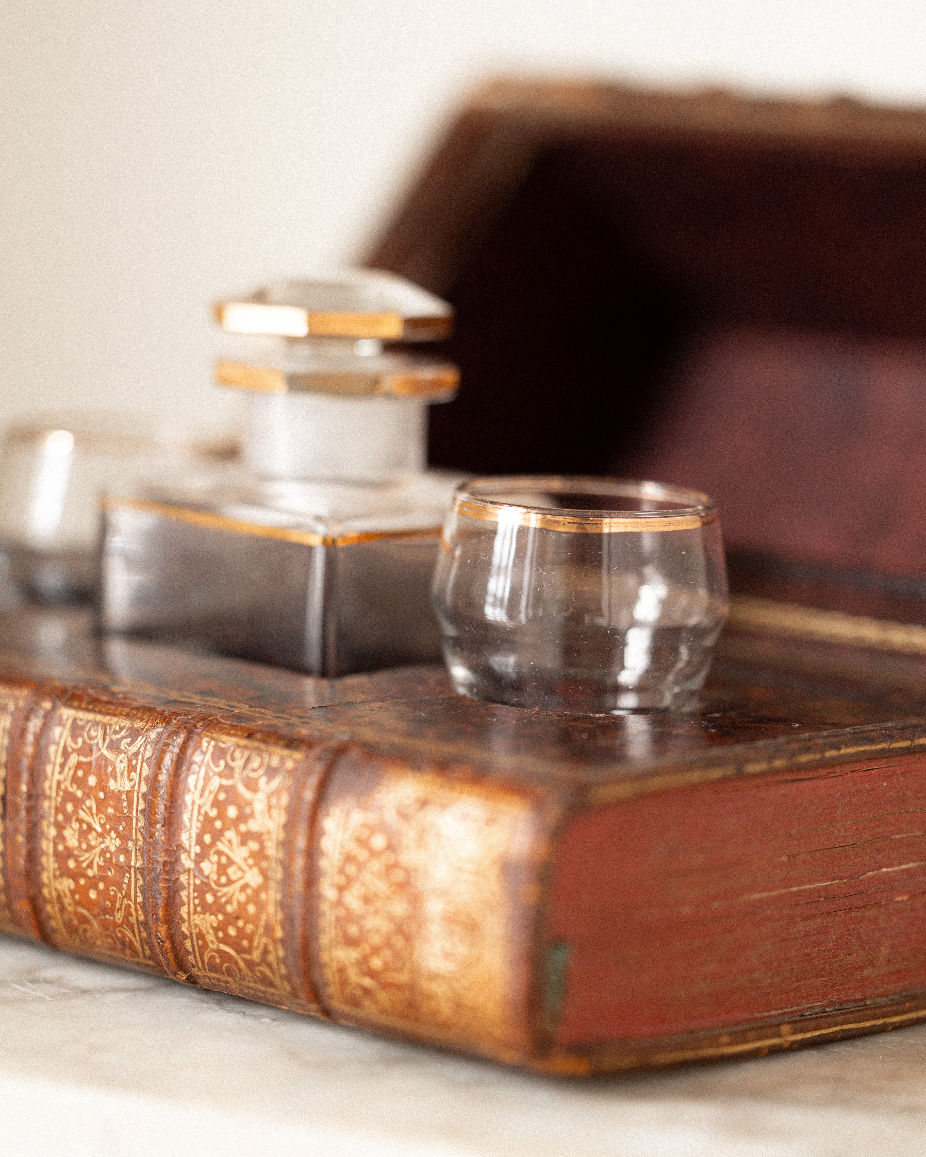 French Faux Book Tantalus w/ Crest