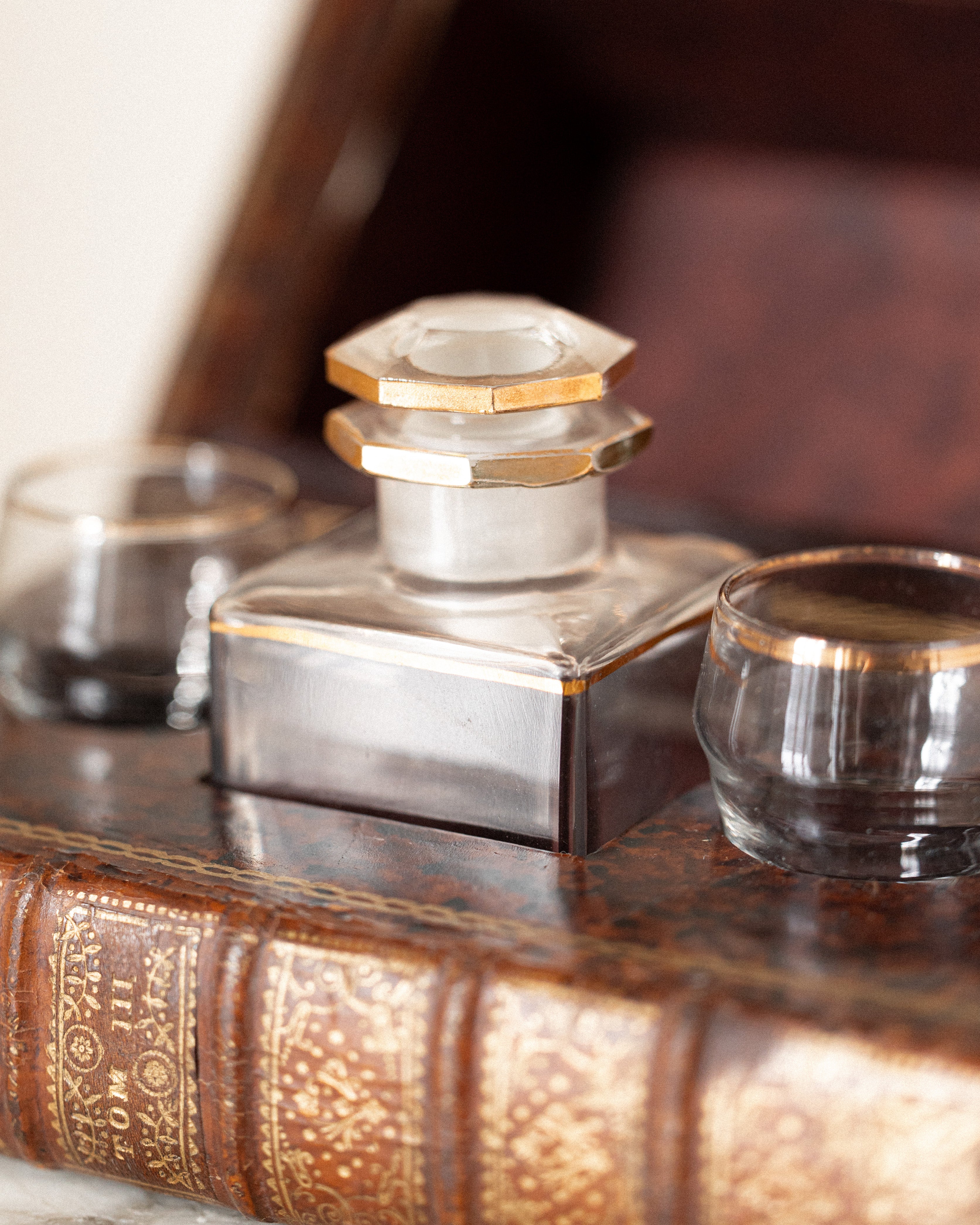 French Faux Book Tantalus w/ Crest