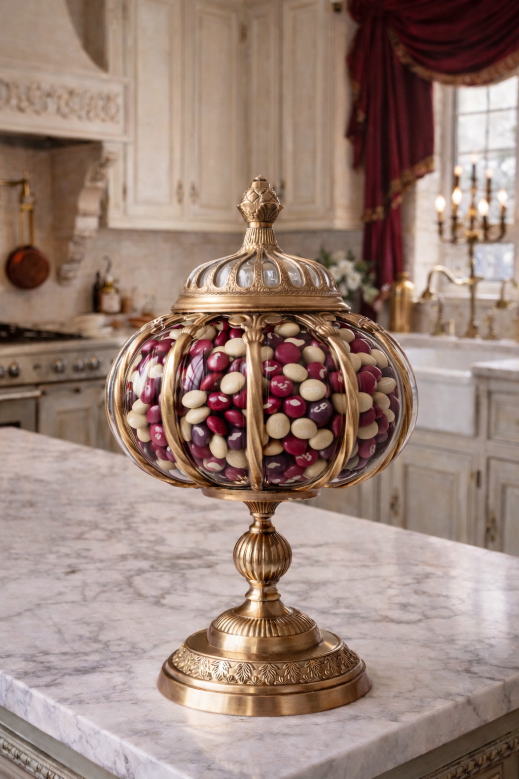 Large Pedestal Bubble Glass Jar