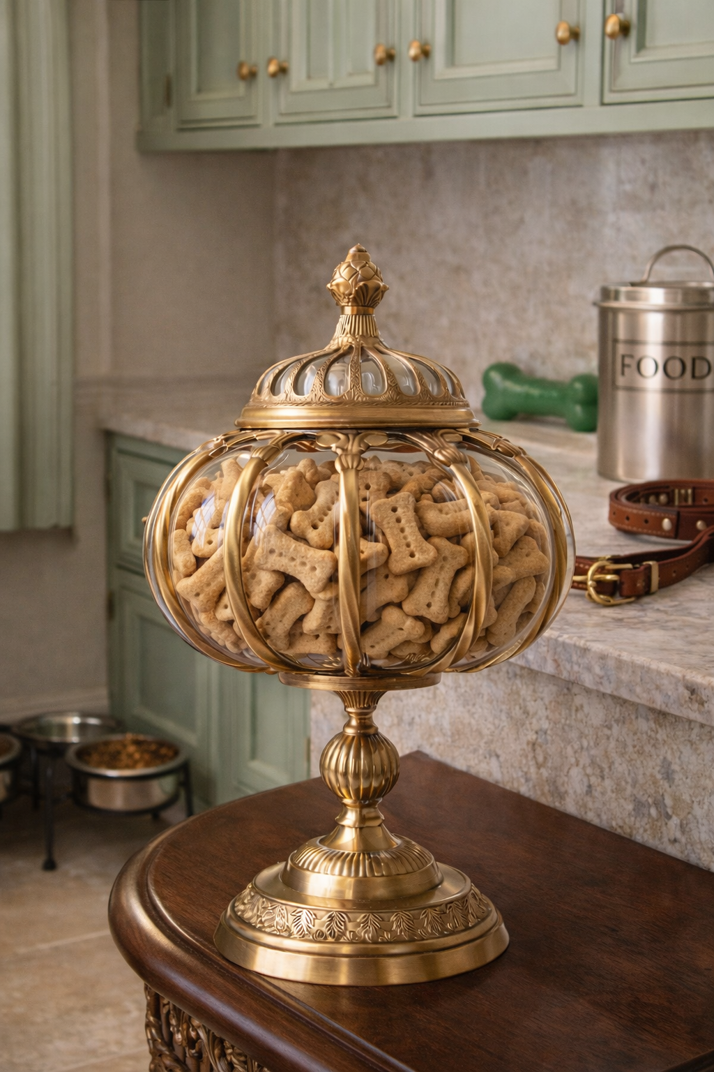 Large Pedestal Bubble Glass Jar