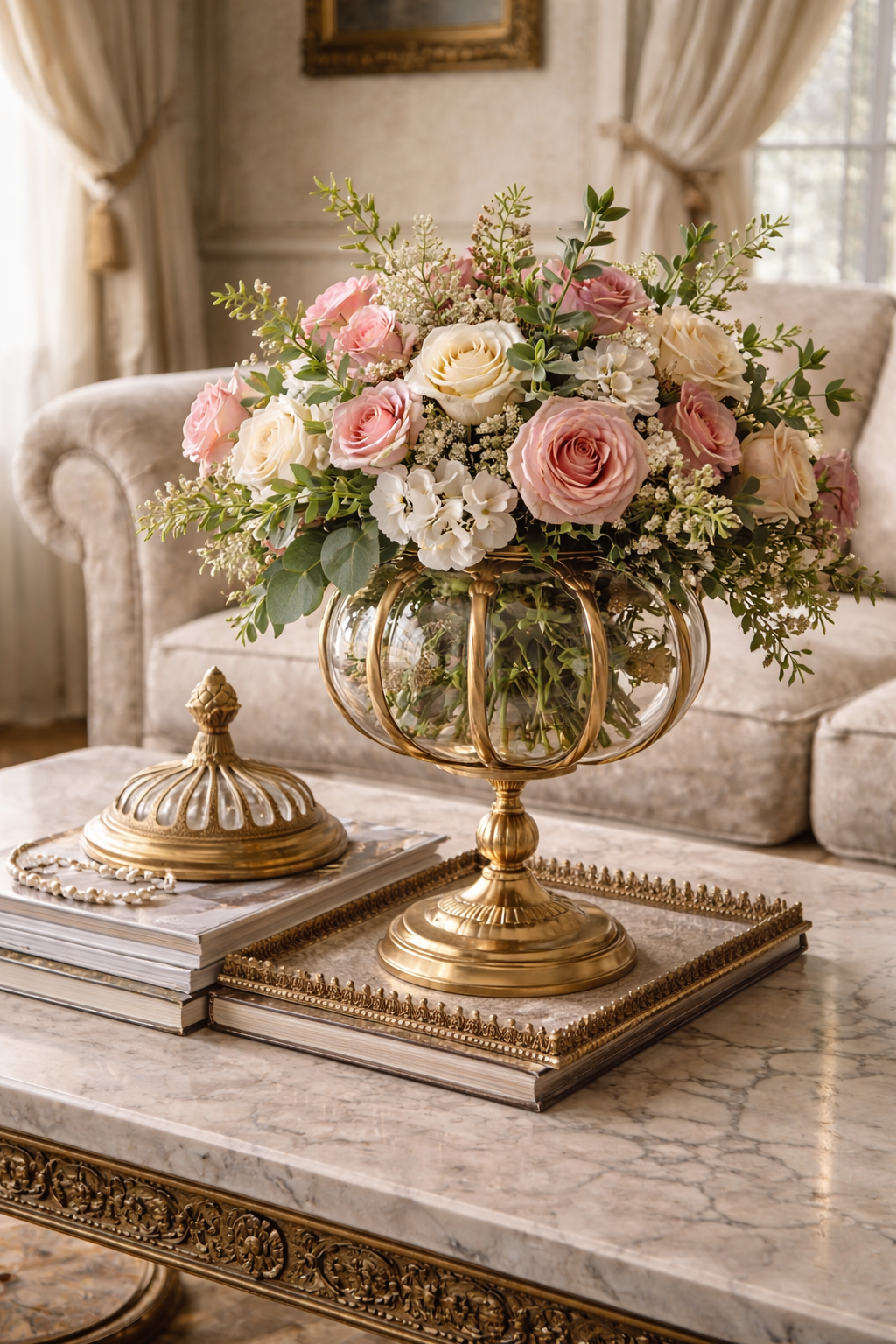 Large Pedestal Bubble Glass Jar
