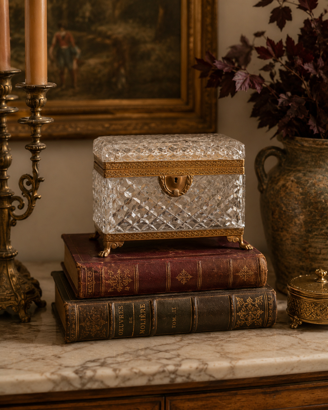 XL Antique Crystal Casket