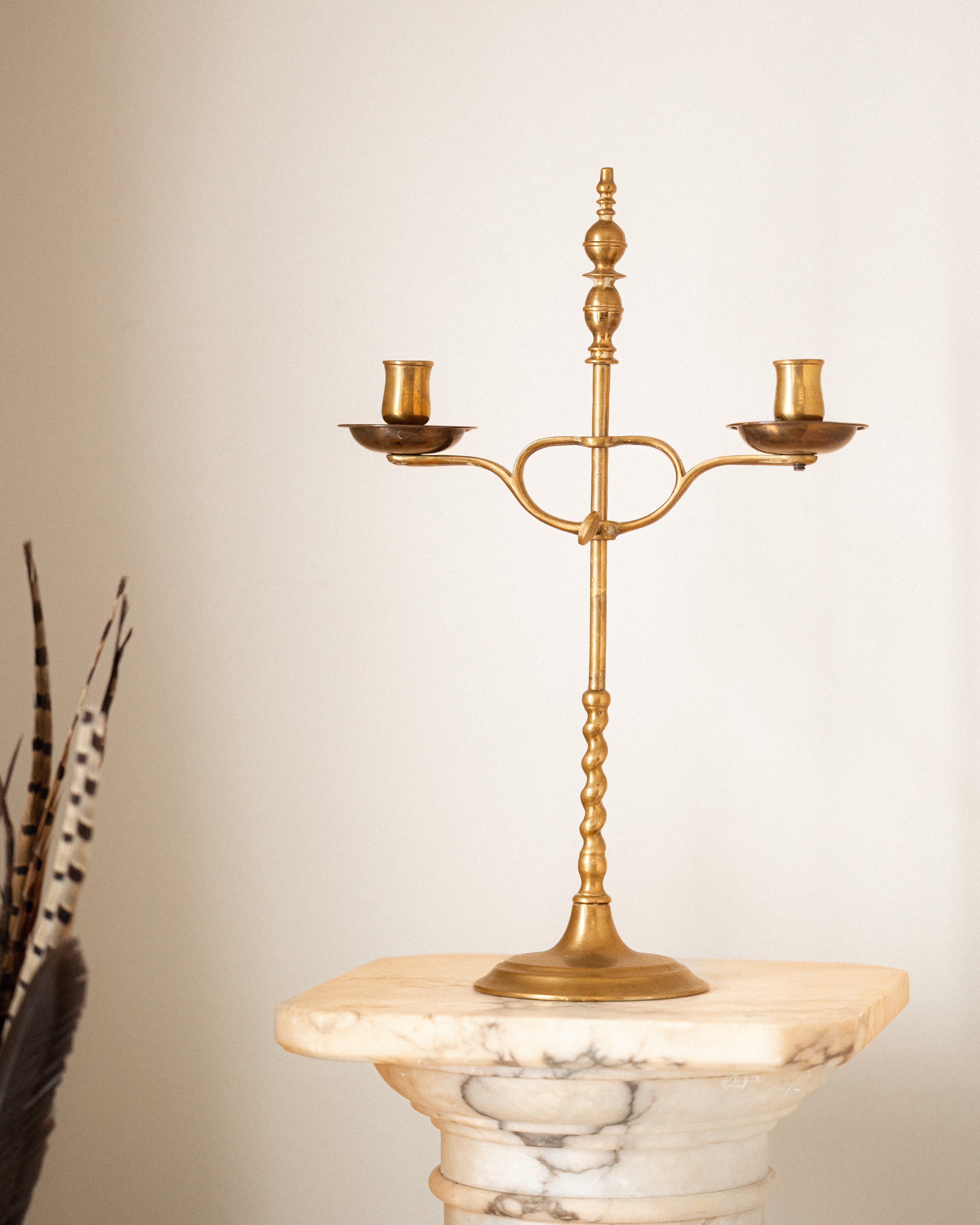 English Brass 2-Arm Candle Holder