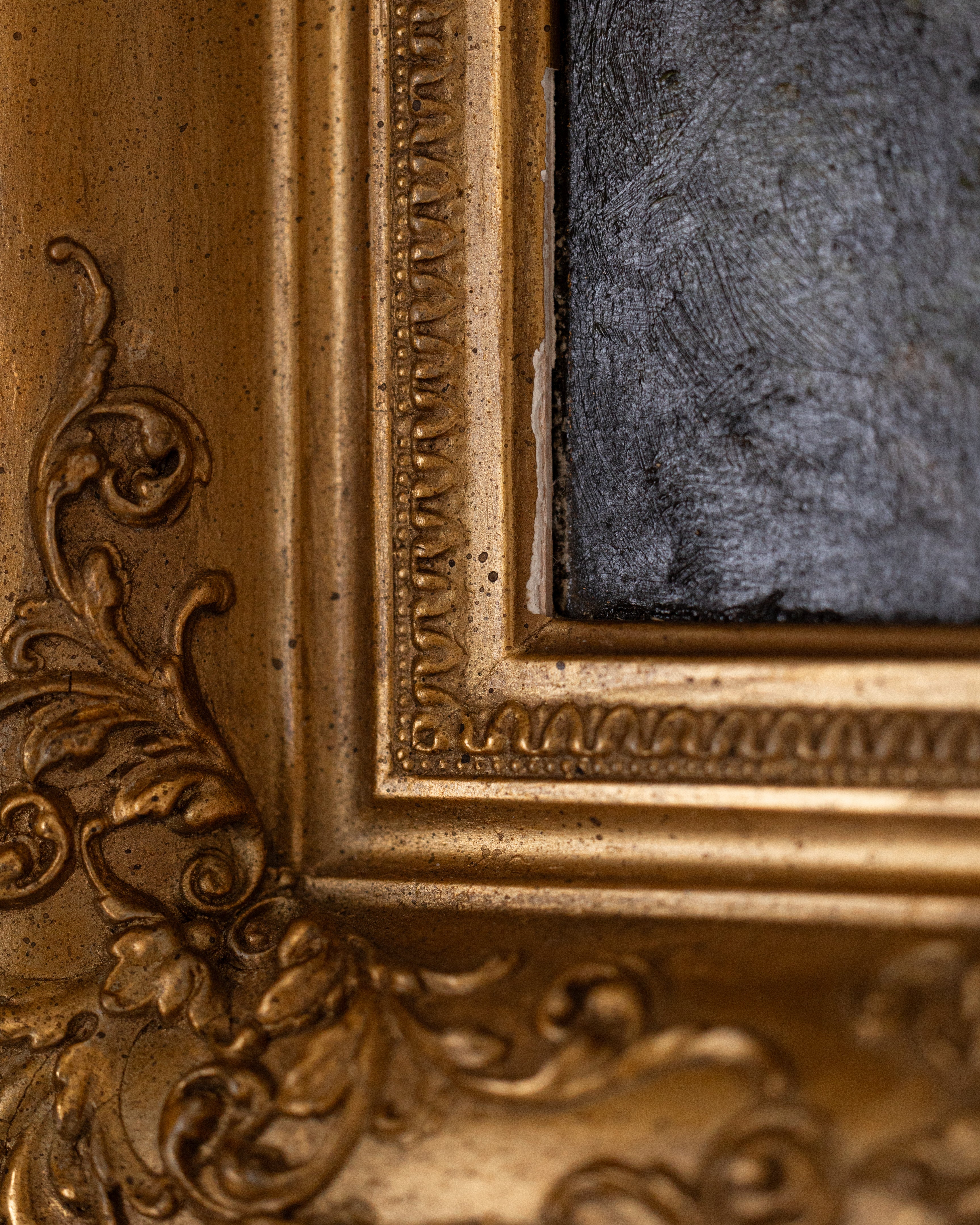 Vintage Landscape Painting in Ornate Giltwood Frame