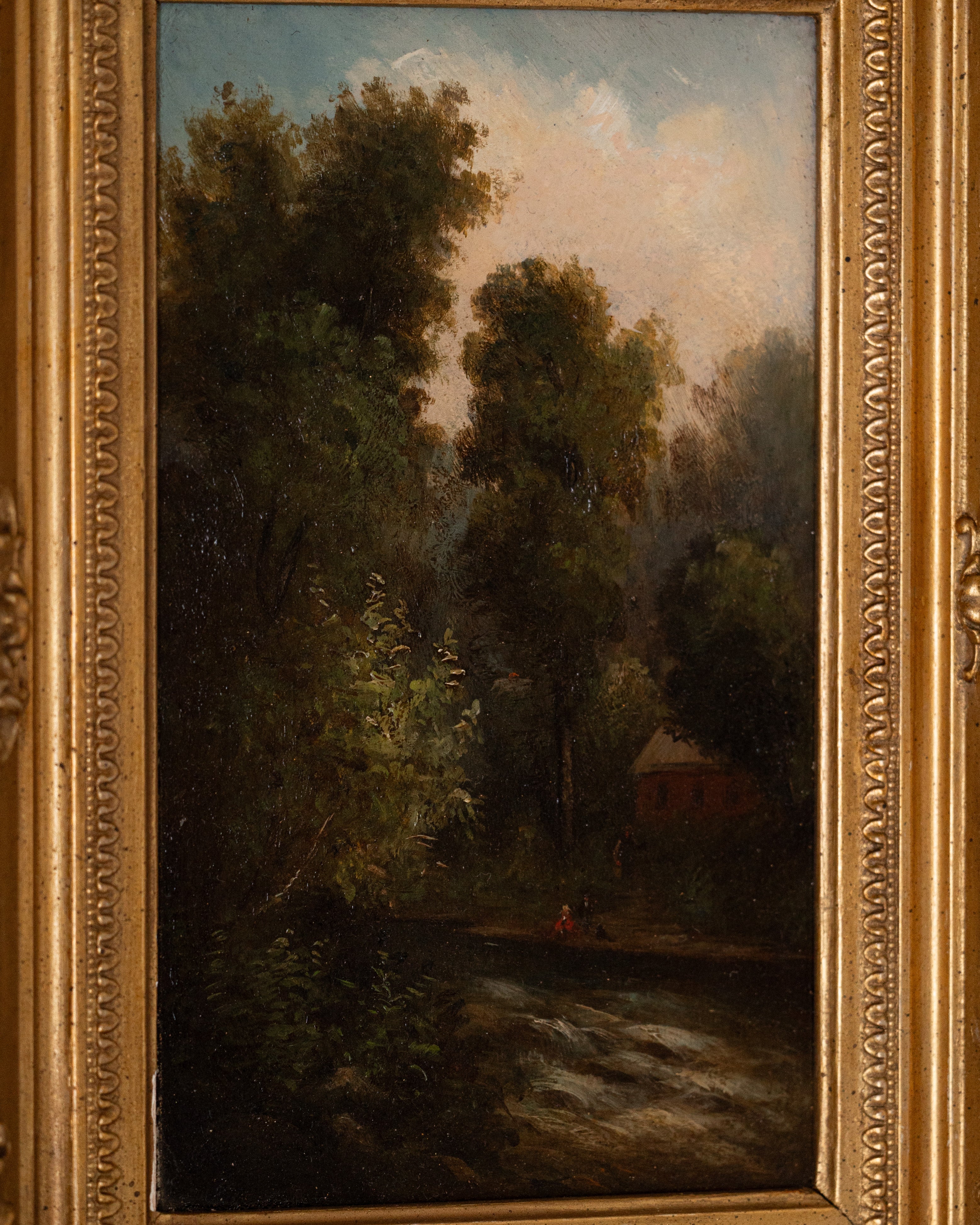 Vintage Landscape Painting in Ornate Giltwood Frame