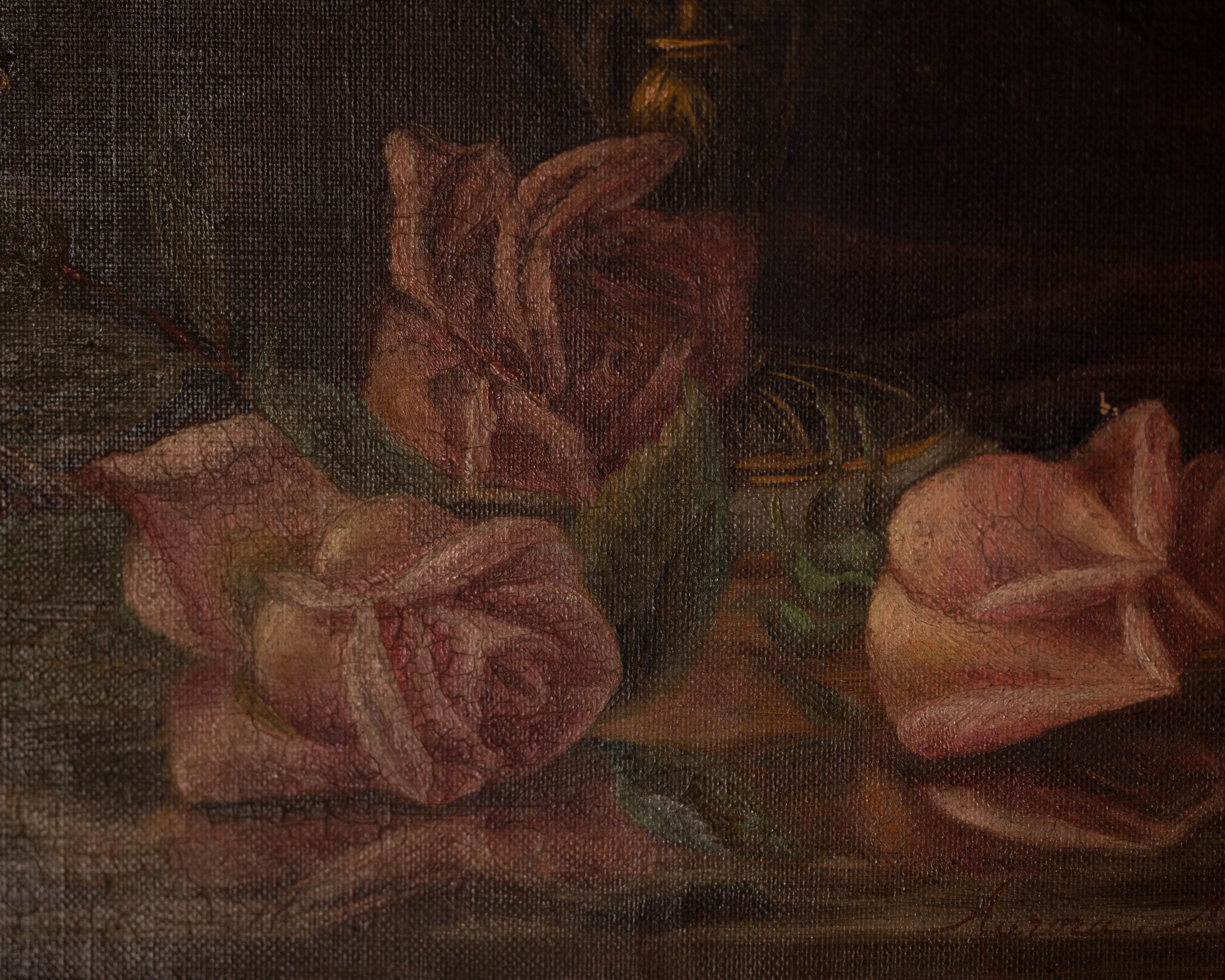 19th Century European Raspberries & Roses Still Life
