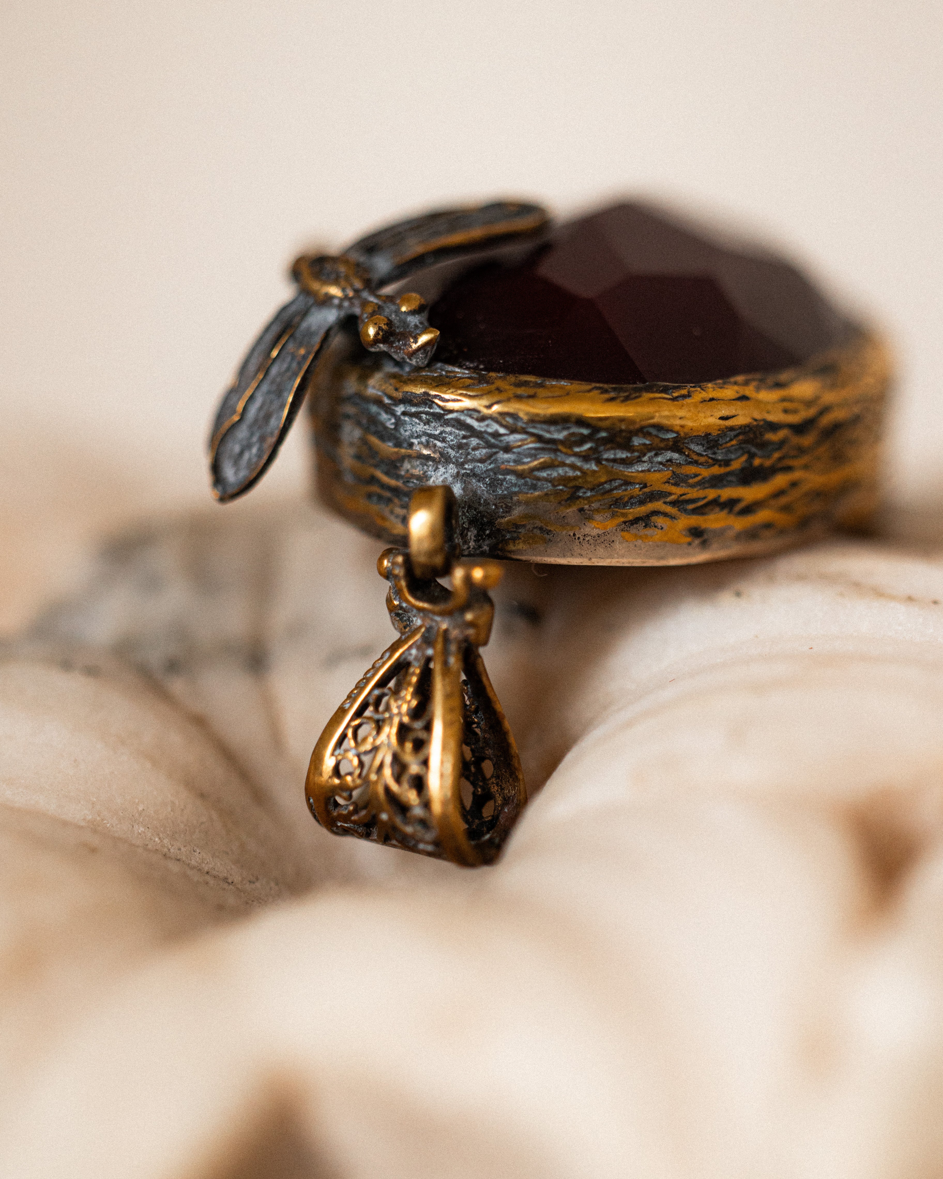 Sterling Silver Faceted Glass Dragonfly Pendant