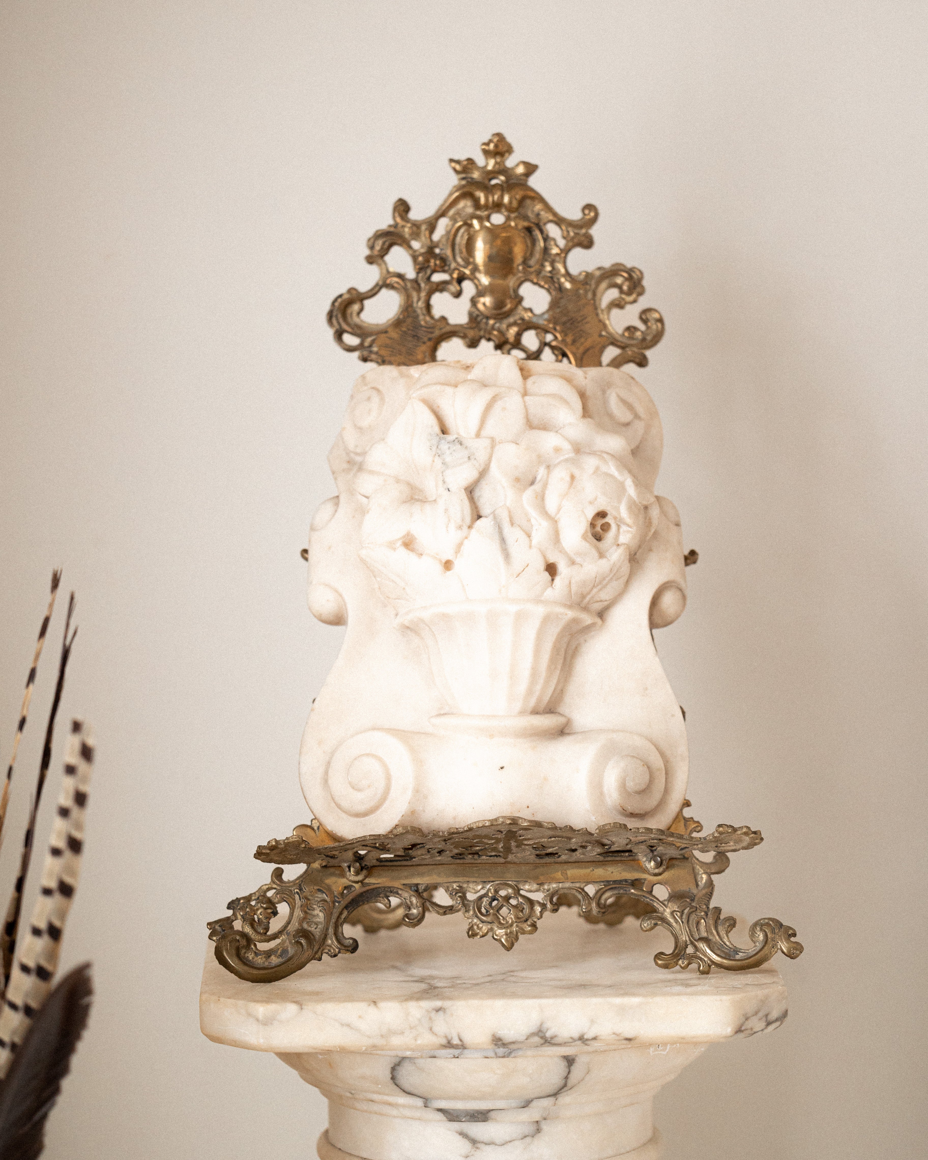Carved Floral Marble Architectural Salvage