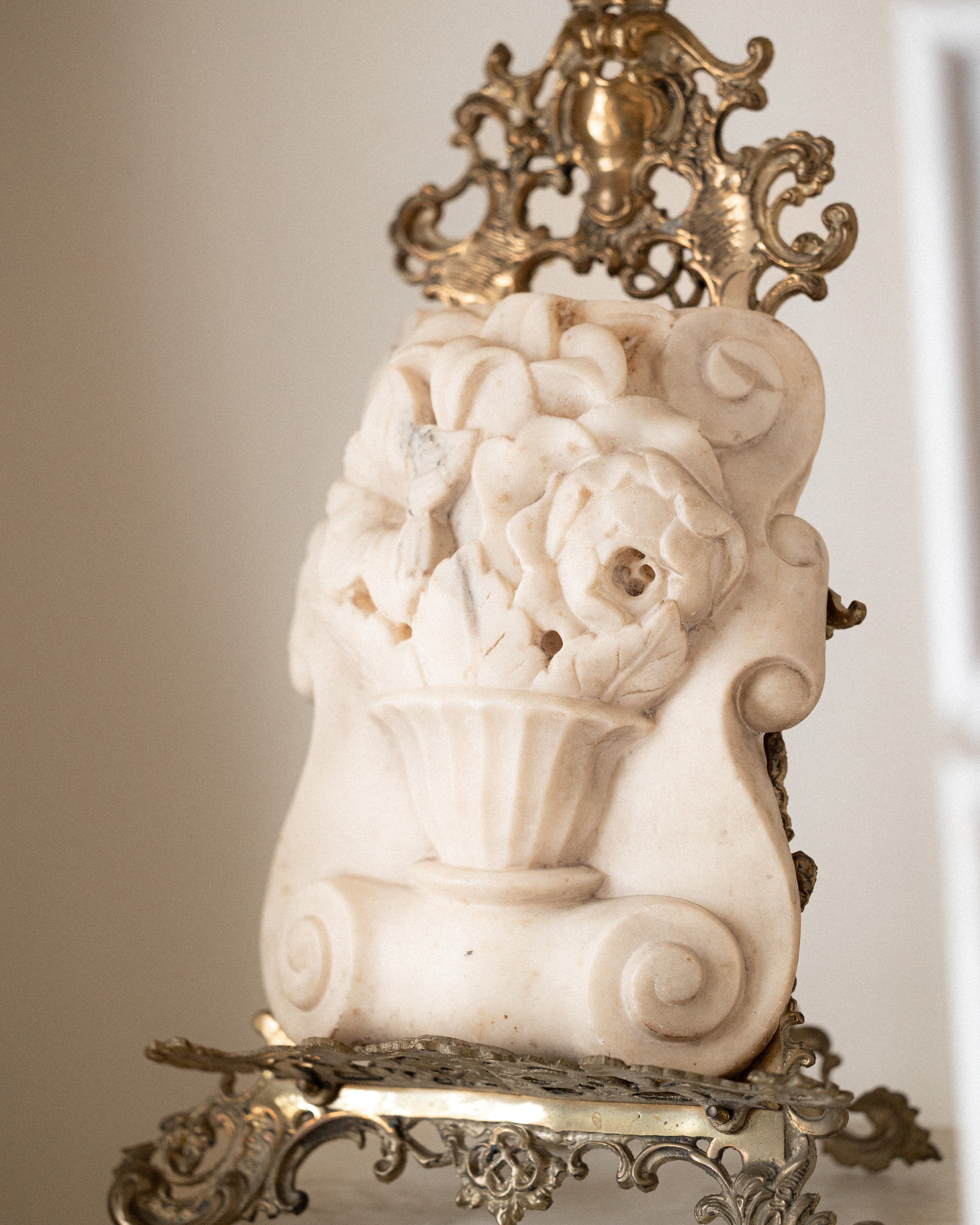 Carved Floral Marble Architectural Salvage