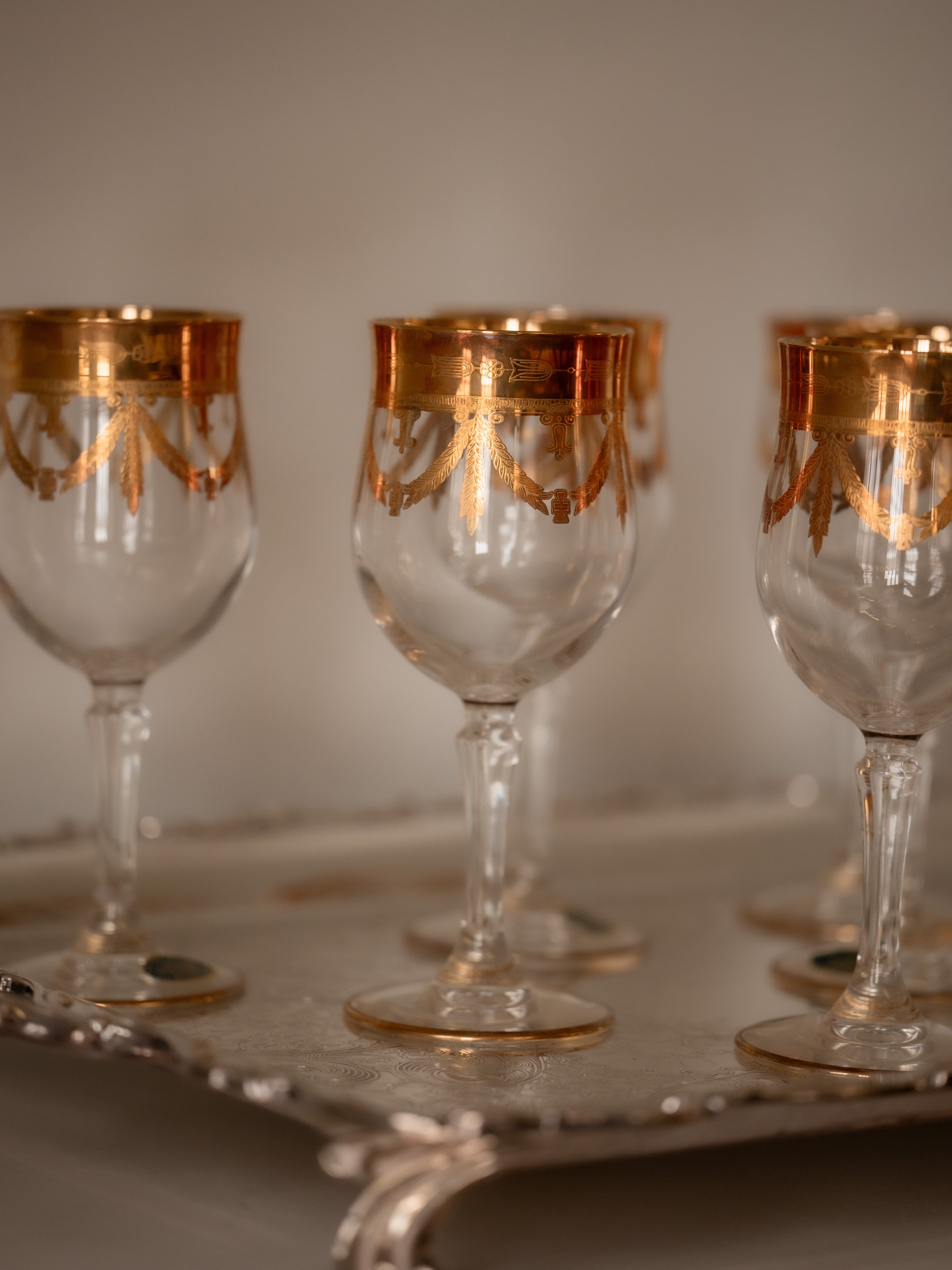 Vintage Italian Crystal Decanter + 6 Glasses Set